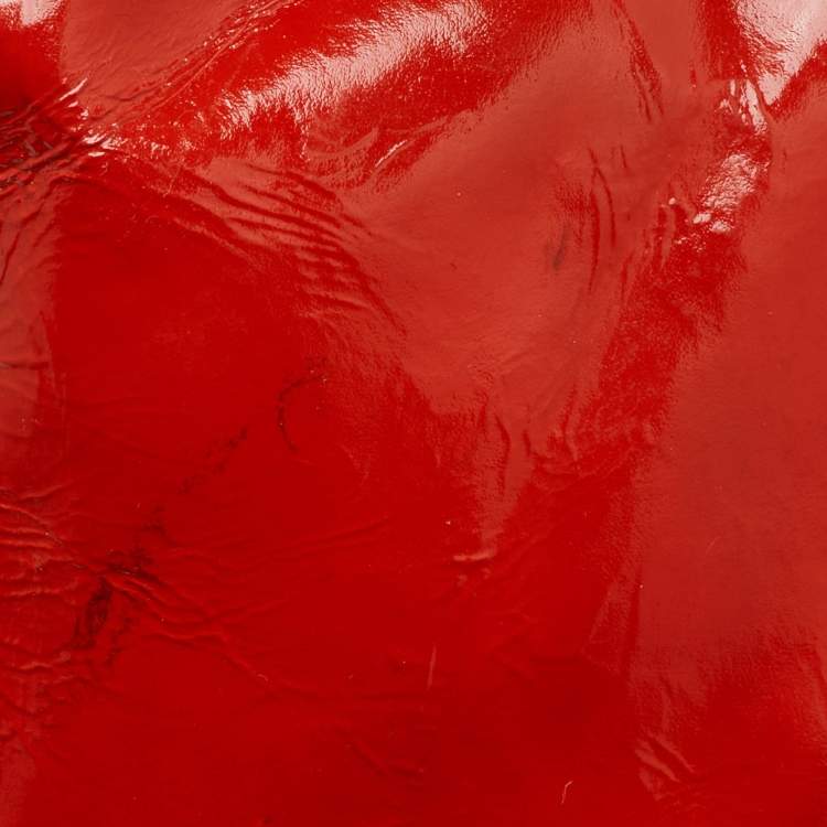 Pre Owned Burberry Orange Nylon and Patent Leather Buckle Handle Tote