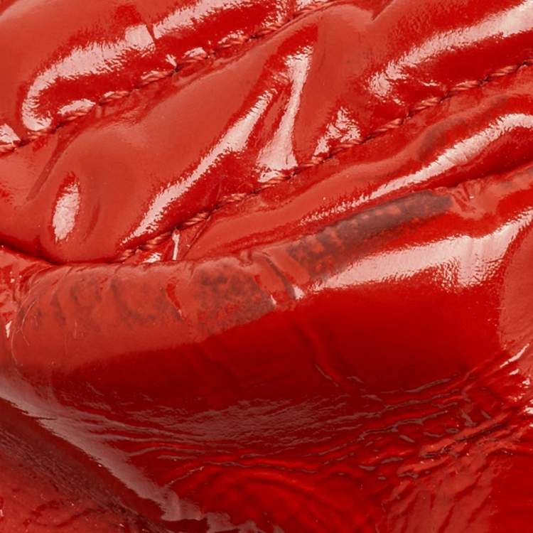 Pre Owned Burberry Orange Nylon and Patent Leather Buckle Handle Tote