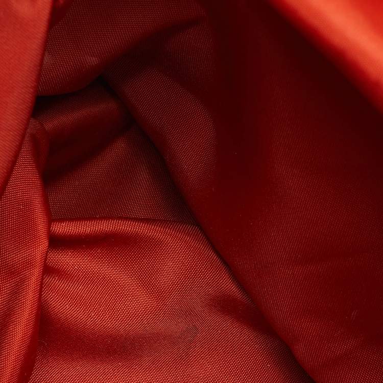 Pre Owned Burberry Orange Nylon and Patent Leather Buckle Handle Tote