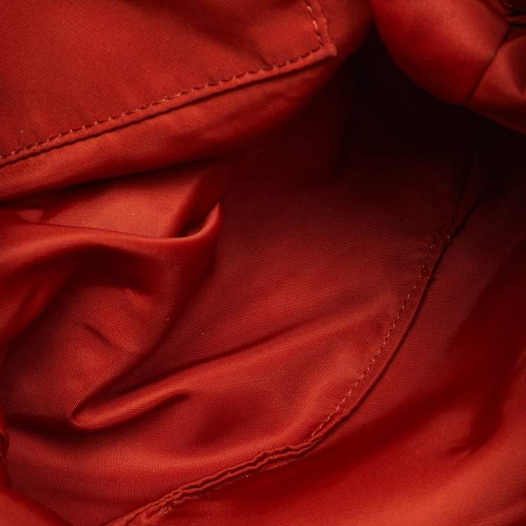 Pre Owned Burberry Orange Nylon and Patent Leather Buckle Handle Tote