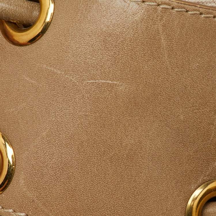 Pre Owned Burberry Beige Summer Check Canvas and Leather Mason Warrior Hobo