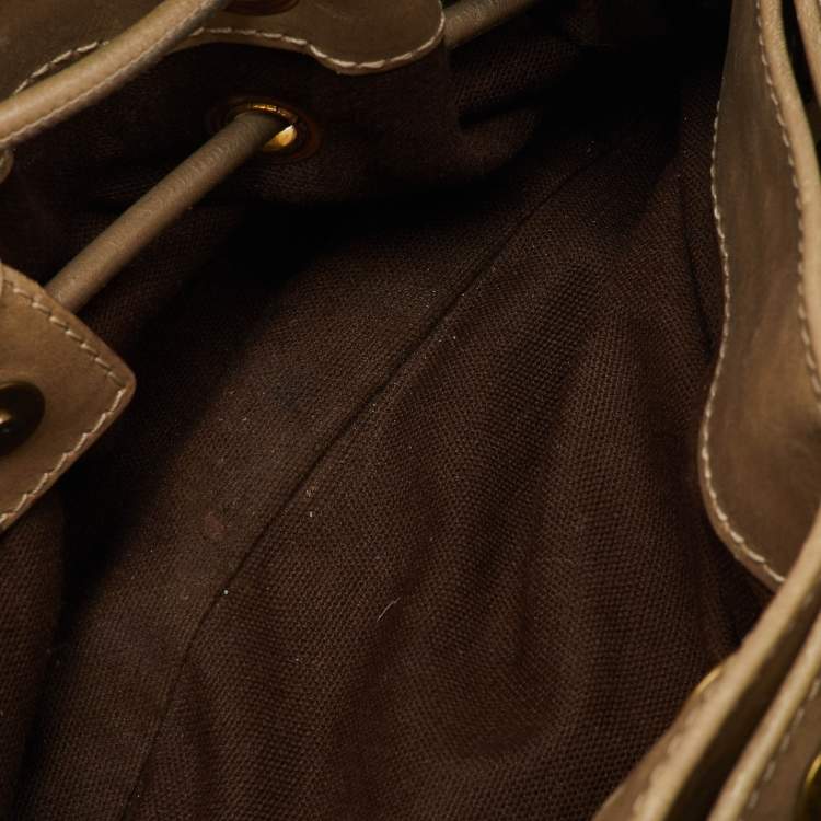 Pre Owned Burberry Beige Summer Check Canvas and Leather Mason Warrior Hobo