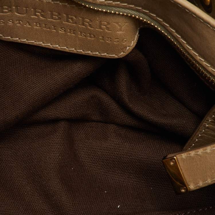 Pre Owned Burberry Beige Summer Check Canvas and Leather Mason Warrior Hobo