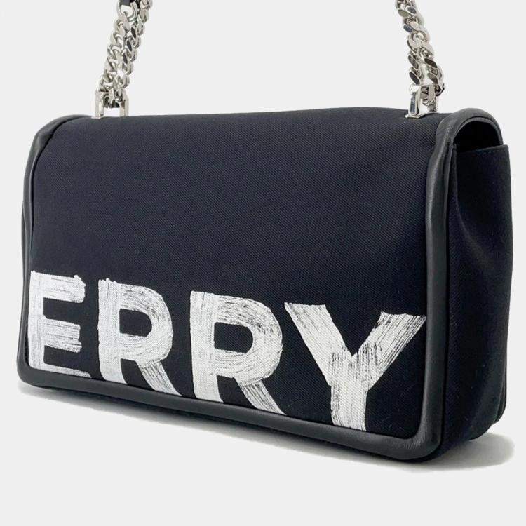 مملوكة مسبقًا Burberry Roller Chain shoulder Black/White Canvas Leather