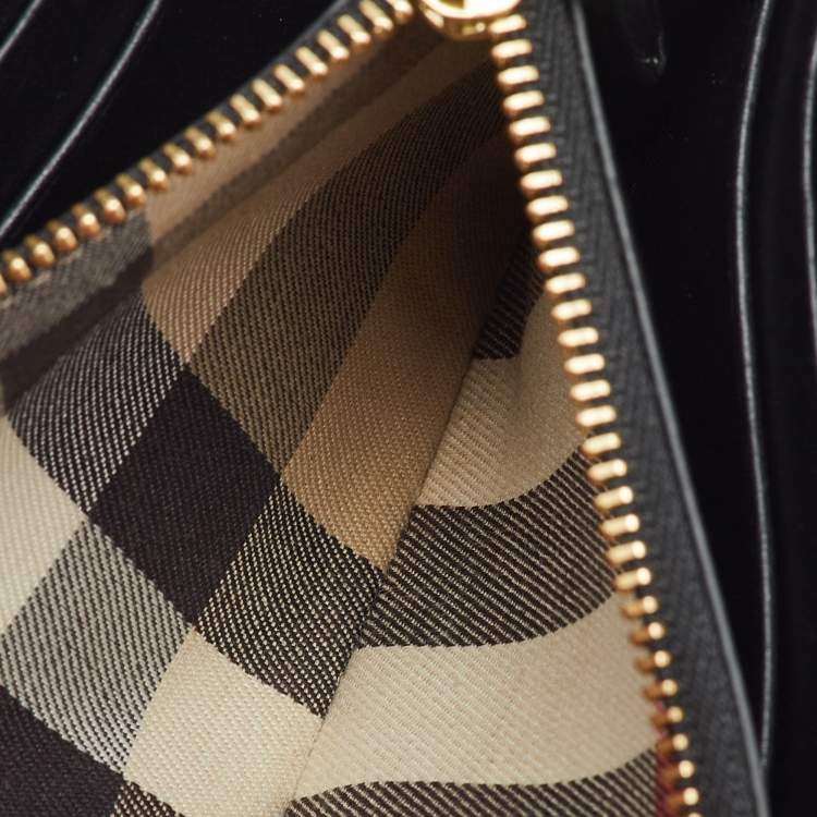 Pre Owned Burberry Black Leather Buckle Long Flap Continental Wallet 