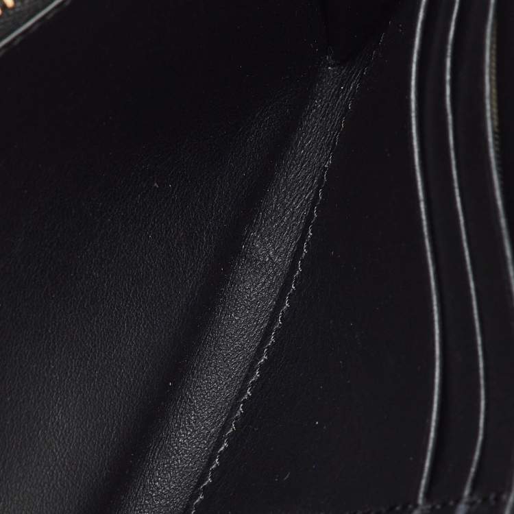 Pre Owned Burberry Black Leather Buckle Long Flap Continental Wallet 