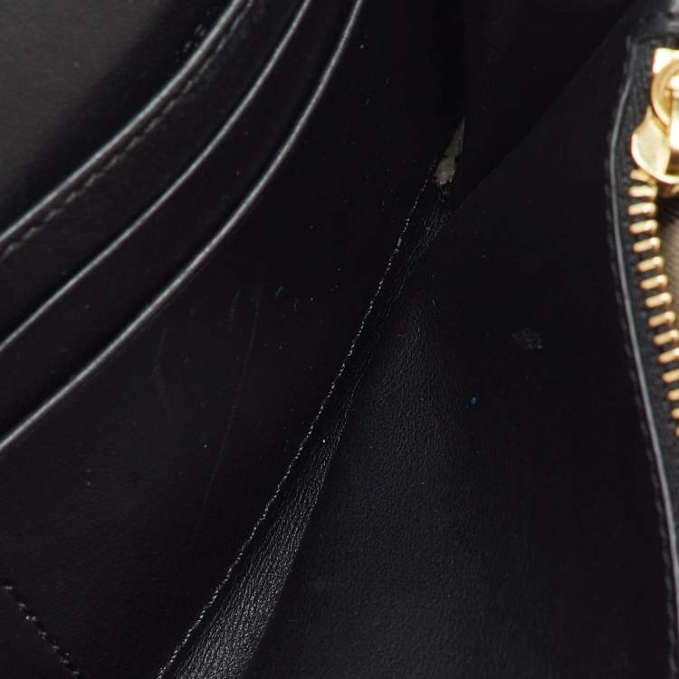Pre Owned Burberry Black Leather Buckle Long Flap Continental Wallet 