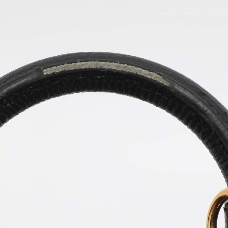 Pre Owned Burberry Black/Beige Leather and House Check Fabric Mini Banner Tote