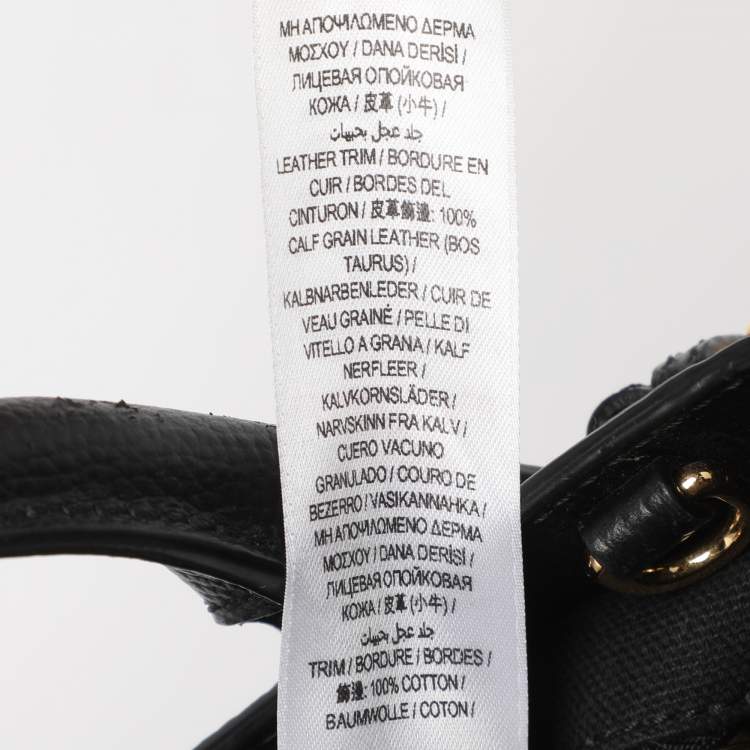 Pre Owned Burberry Black/Beige Leather and House Check Fabric Mini Banner Tote