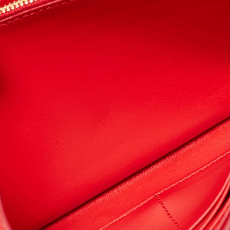 Pre Owned Burberry Red Leather TB Logo Wallet On Chain