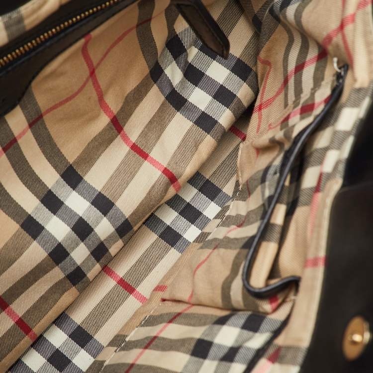 Pre Owned Burberry Black Leather Bridle Whipstitch Tote