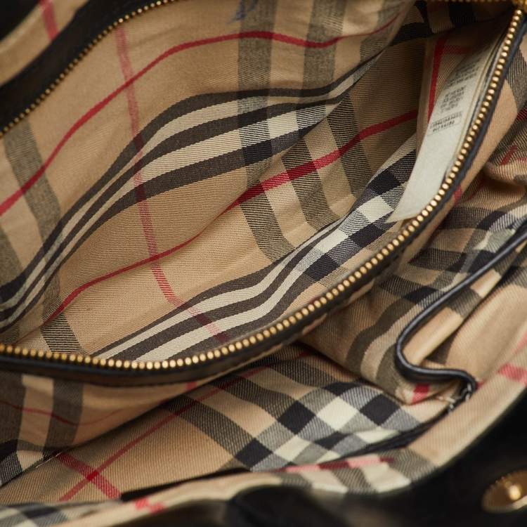 Pre Owned Burberry Black Leather Bridle Whipstitch Tote