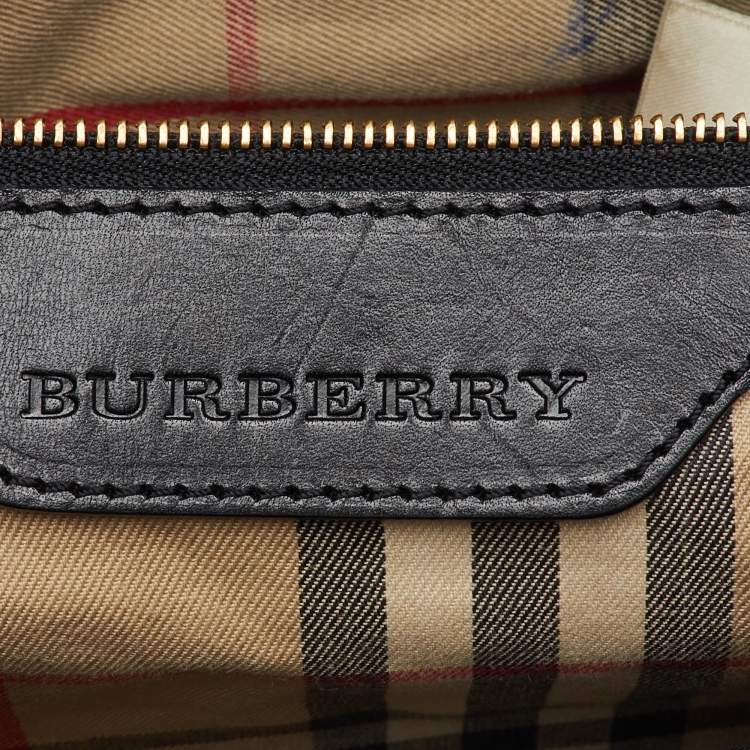 Pre Owned Burberry Black Leather Bridle Whipstitch Tote