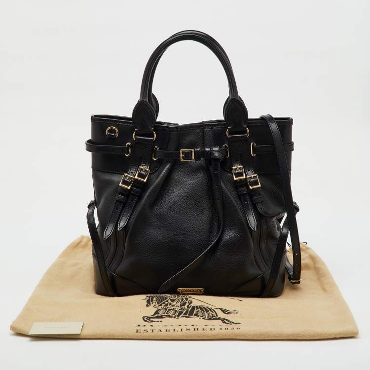 Pre Owned Burberry Black Leather Bridle Whipstitch Tote