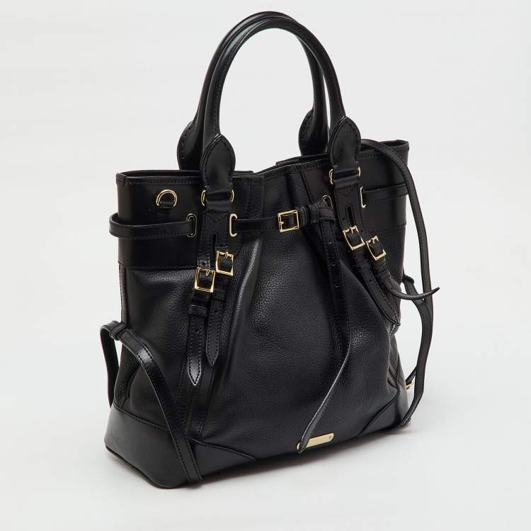 Pre Owned Burberry Black Leather Bridle Whipstitch Tote