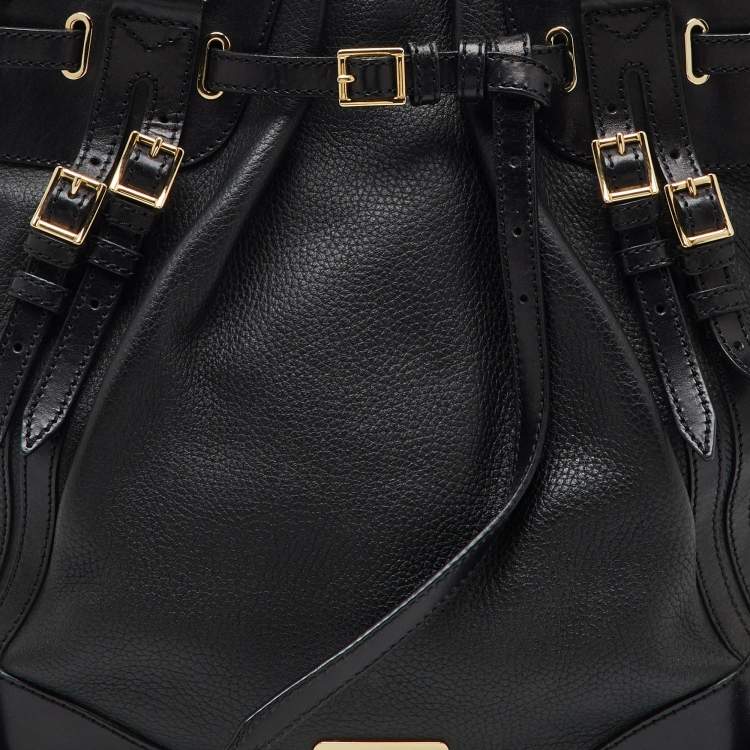 Pre Owned Burberry Black Leather Bridle Whipstitch Tote