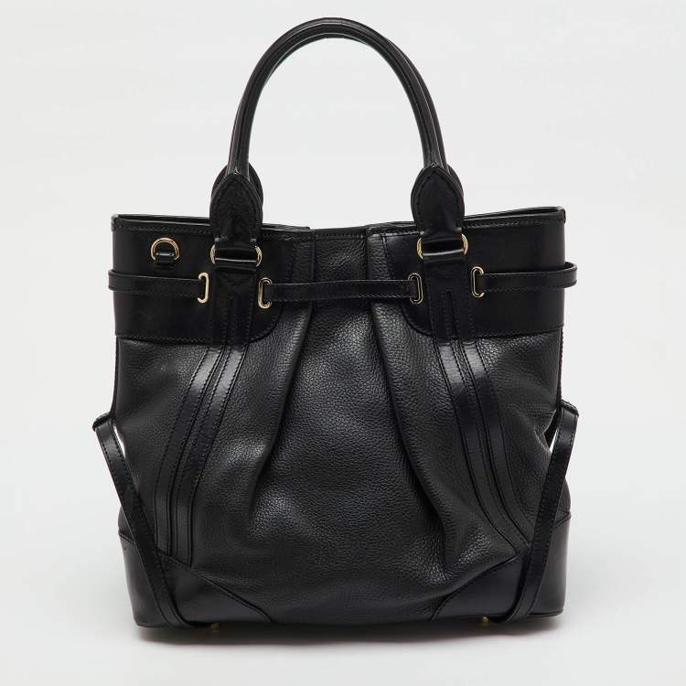 Pre Owned Burberry Black Leather Bridle Whipstitch Tote