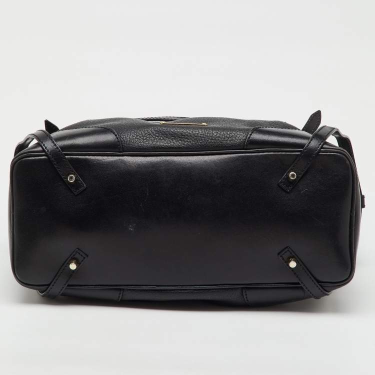 Pre Owned Burberry Black Leather Bridle Whipstitch Tote