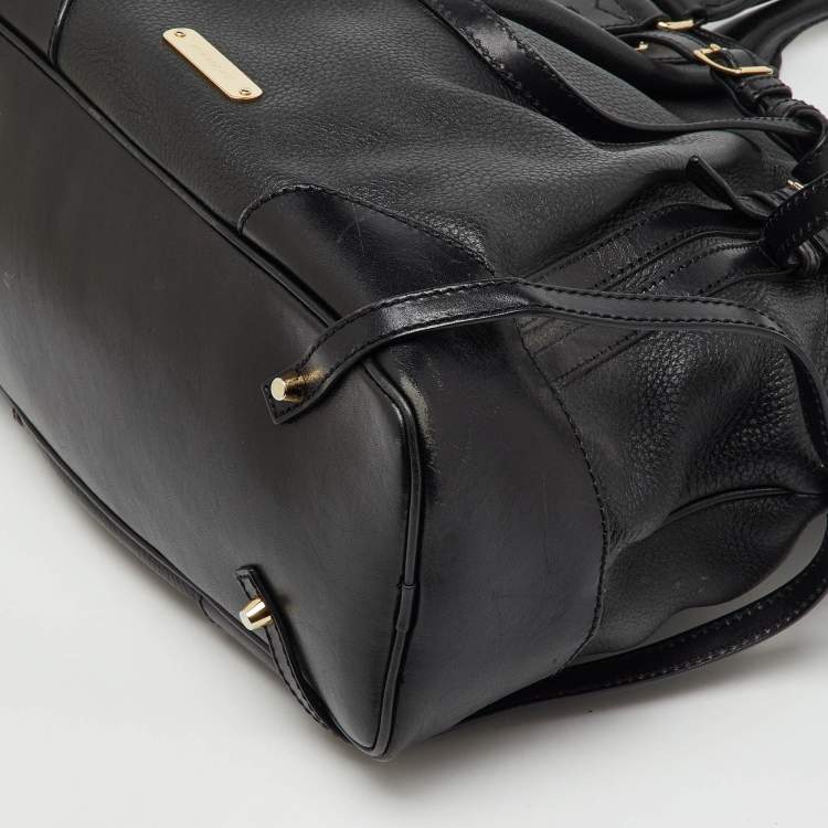 Pre Owned Burberry Black Leather Bridle Whipstitch Tote