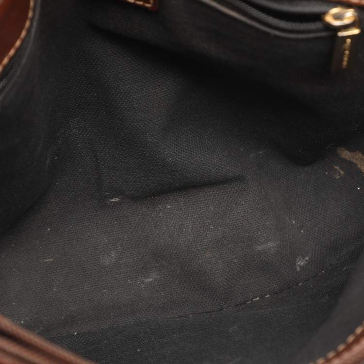 Pre Owned Burberry Brown/Beige Haymarket Check Coated Canvas Tote