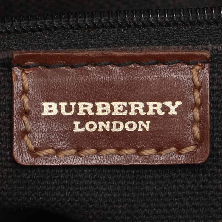 Pre Owned Burberry Brown/Beige Haymarket Check Coated Canvas Tote