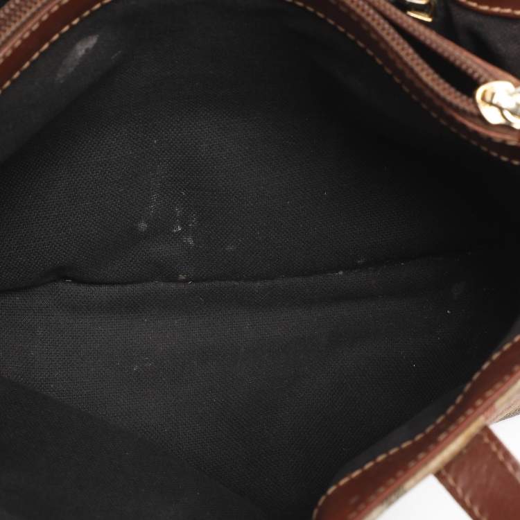 Pre Owned Burberry Brown/Beige Haymarket Check Coated Canvas Tote