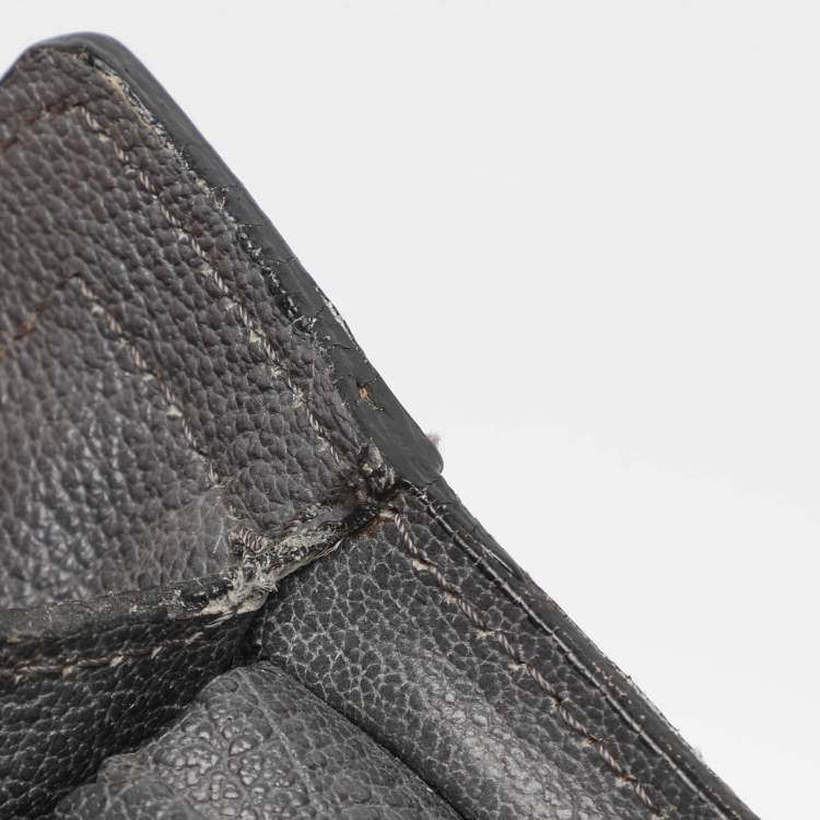 Pre Owned Burberry Grey Leather and Woven Patchwork Straw Satchel