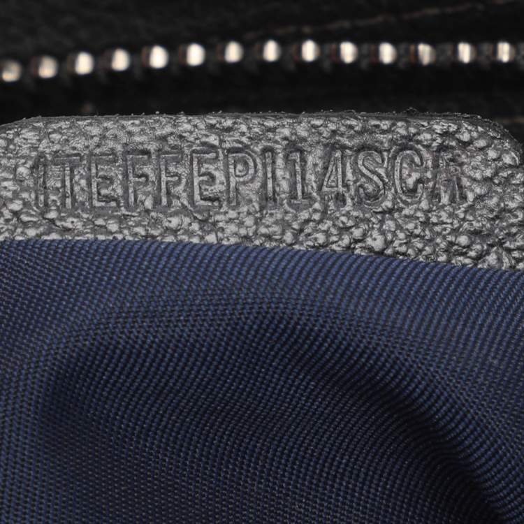 Pre Owned Burberry Grey Leather and Woven Patchwork Straw Satchel