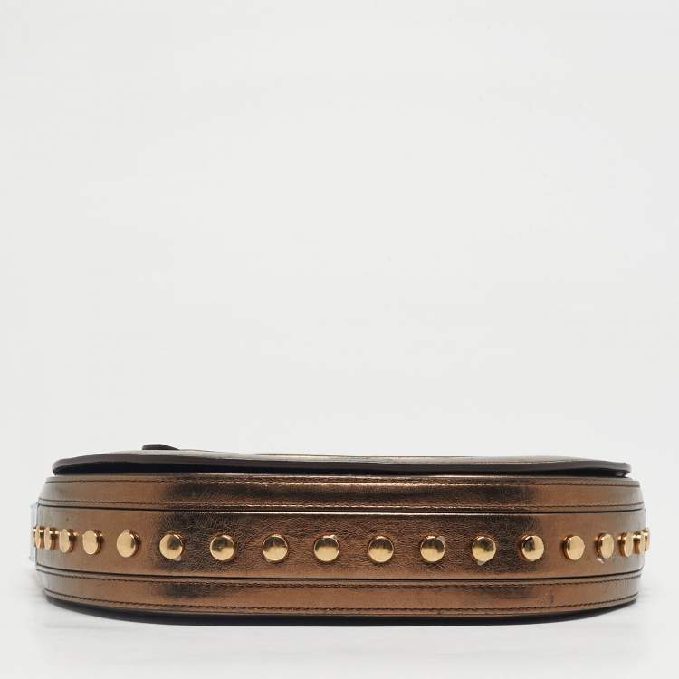 مملوكة مسبقًا Burberry Bronze Leather Small Studded Olympia Shoulder Bag