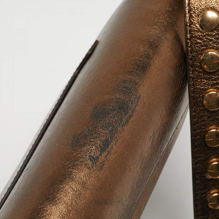 مملوكة مسبقًا Burberry Bronze Leather Small Studded Olympia Shoulder Bag