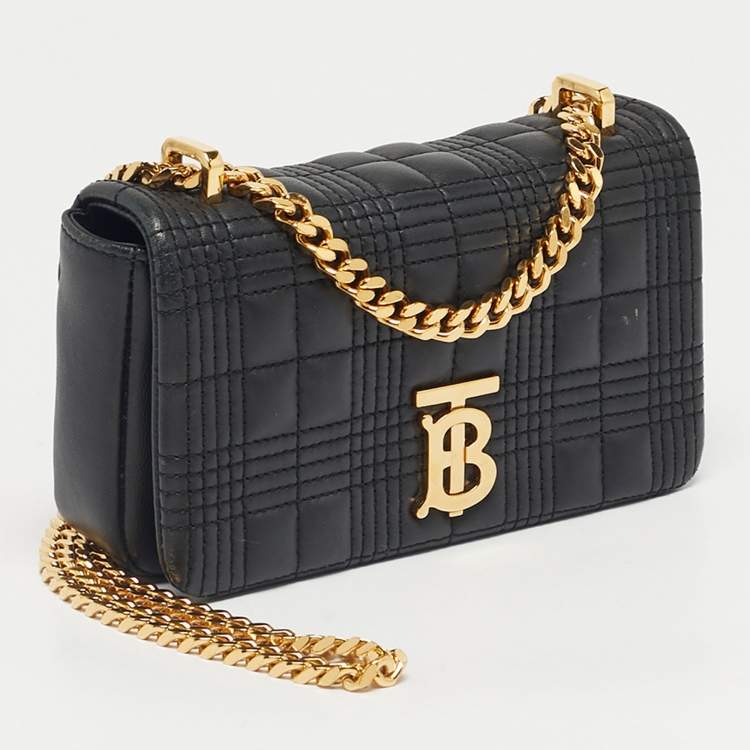 Pre Owned Burberry Black Quilted Leather Mini Lola Chain Crossbody Bag