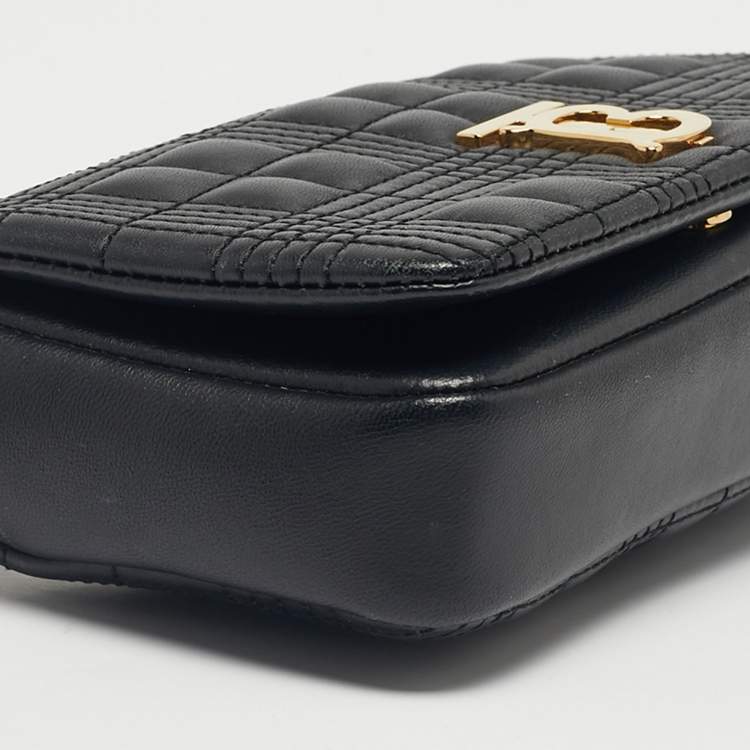Pre Owned Burberry Black Quilted Leather Mini Lola Chain Crossbody Bag
