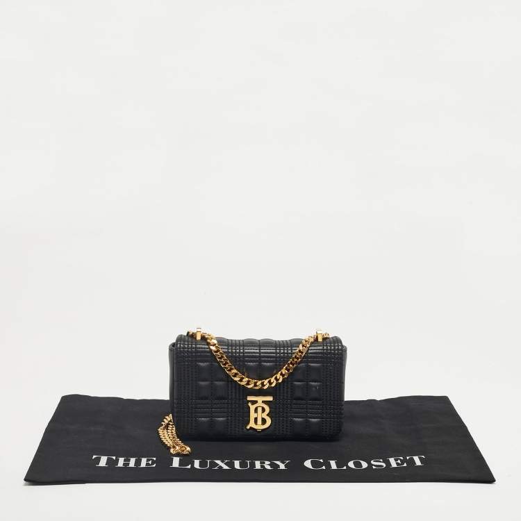 Pre Owned Burberry Black Quilted Leather Mini Lola Chain Crossbody Bag