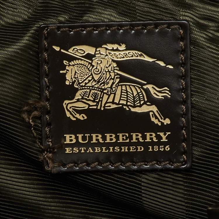 Pre Owned Burberry Dark Brown Quilted Nylon and Leather Westbury Satchel