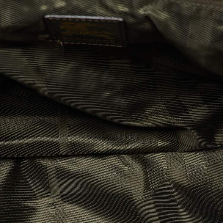 Pre Owned Burberry Dark Brown Quilted Nylon and Leather Westbury Satchel