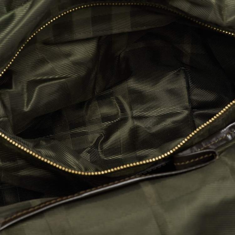 Pre Owned Burberry Dark Brown Quilted Nylon and Leather Westbury Satchel