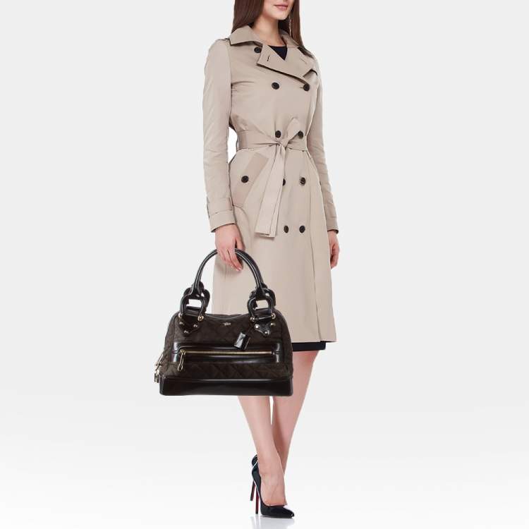 Pre Owned Burberry Dark Brown Quilted Nylon and Leather Westbury Satchel