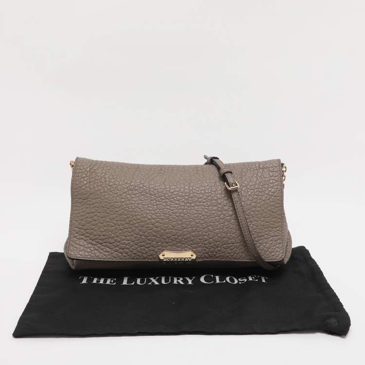 Pre Owned Burberry Taupe Grain Leather Madison Shoulder Bag