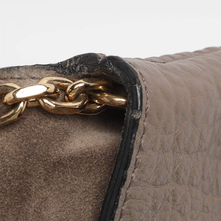 Pre Owned Burberry Taupe Grain Leather Madison Shoulder Bag