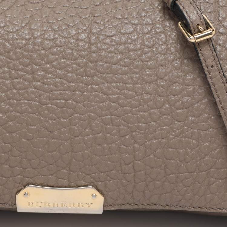 Pre Owned Burberry Taupe Grain Leather Madison Shoulder Bag