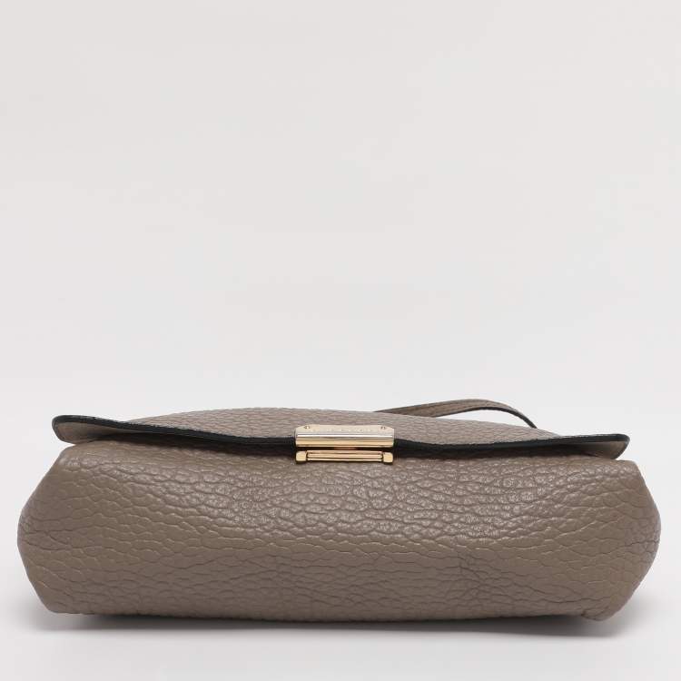 Pre Owned Burberry Taupe Grain Leather Madison Shoulder Bag