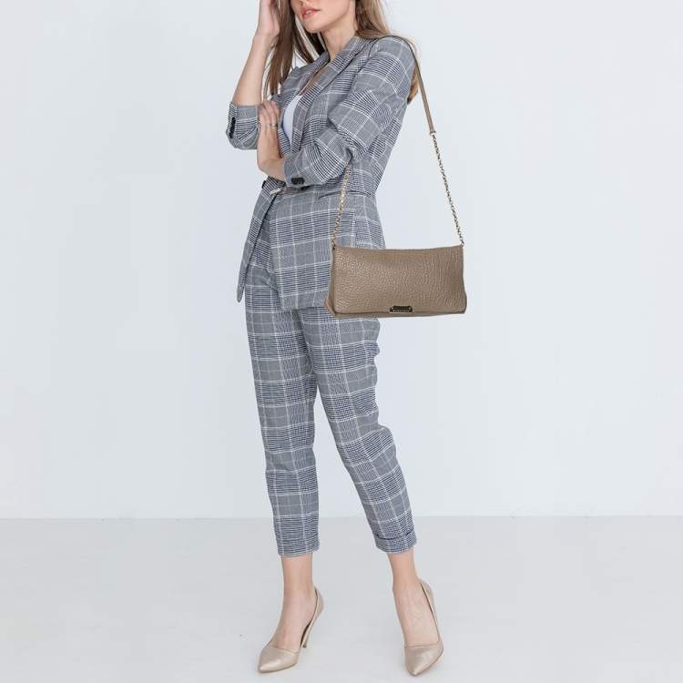 Pre Owned Burberry Taupe Grain Leather Madison Shoulder Bag