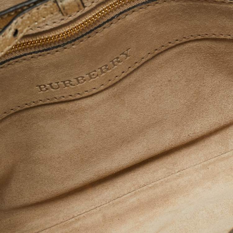 Pre Owned Burberry Gold Laser Cut Leather Theia Chain Clutch