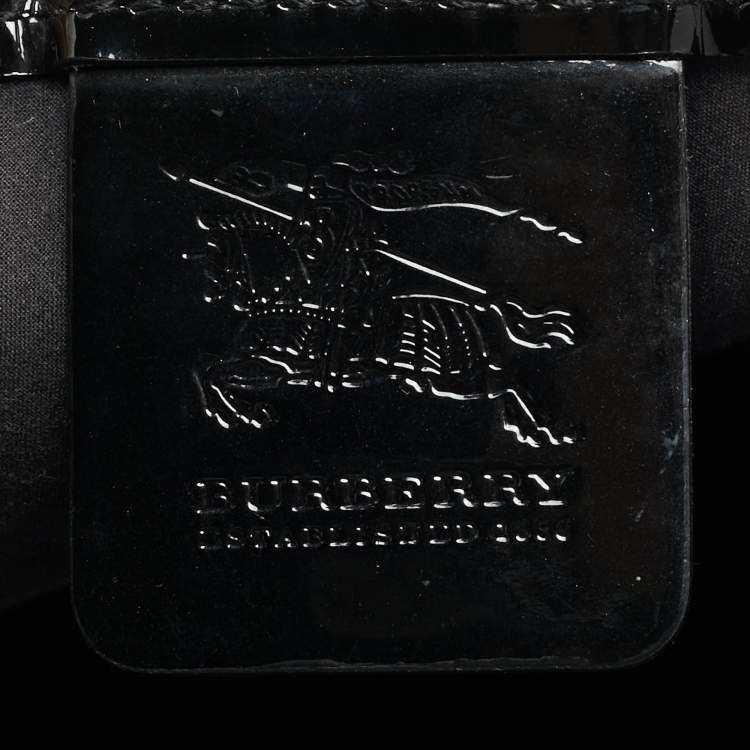 Pre Owned Burberry Beige/Black Supernova Check Coated Canvas and Patent Leather Nickie Tote