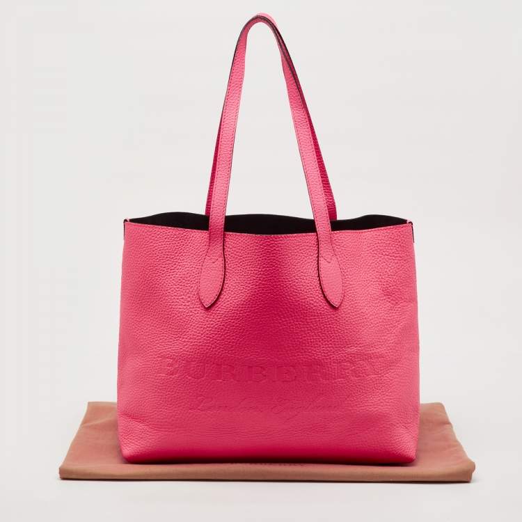 Pre Owned Burberry Neon Pink Leather Remington Tote
