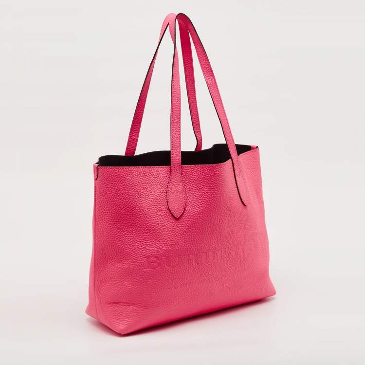 Pre Owned Burberry Neon Pink Leather Remington Tote