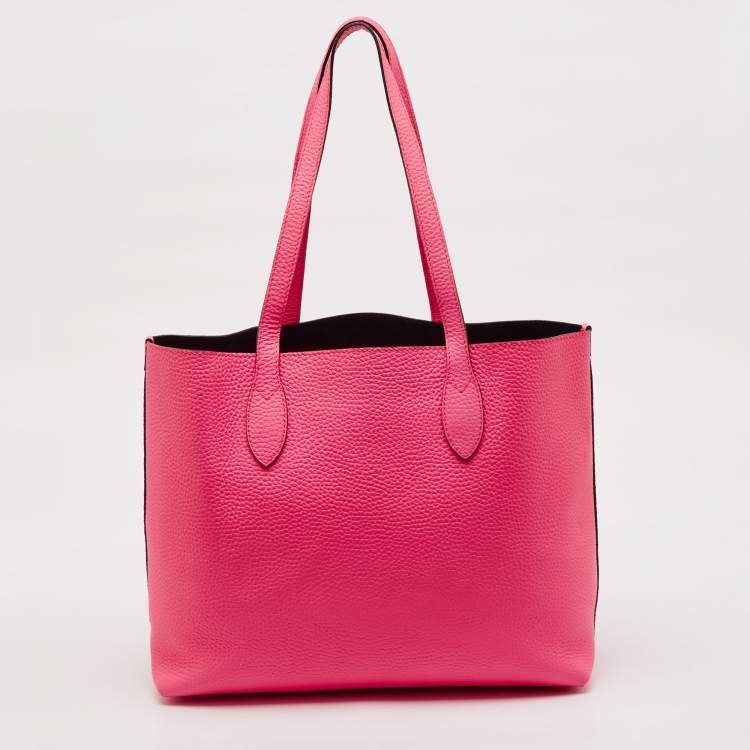 Pre Owned Burberry Neon Pink Leather Remington Tote