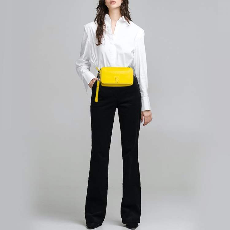 Pre Owned Burberry Yellow Leather TB Belt Bag