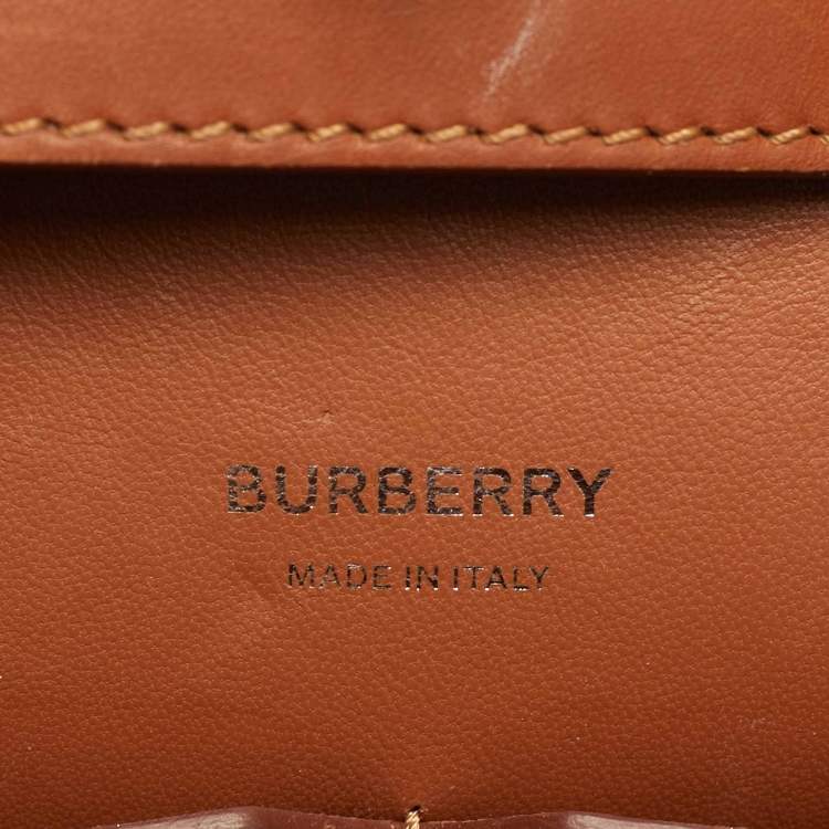 Pre Owned حقيبة بربري مجتمع بمقبض علوي جلد بني مع مسامير