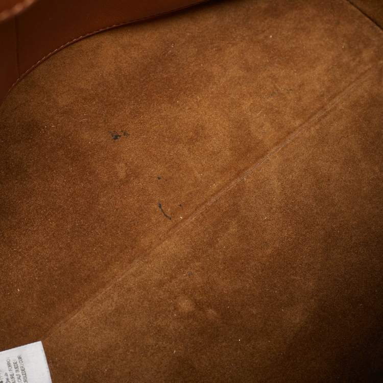 Pre Owned حقيبة بربري مجتمع بمقبض علوي جلد بني مع مسامير